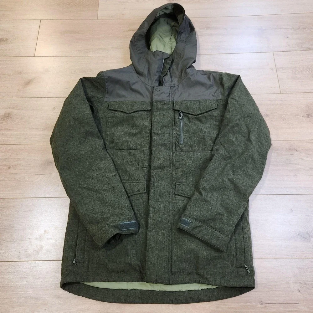 Burton Covert Jacket Mens Medium Green Hooded Insulated Ski Snowboard Winter